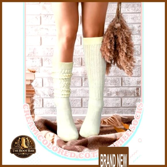 Knee High Slouch Socks Vintage 80s 90s Retro Scrunch Stacked Boot Socks - Picture 2 of 7